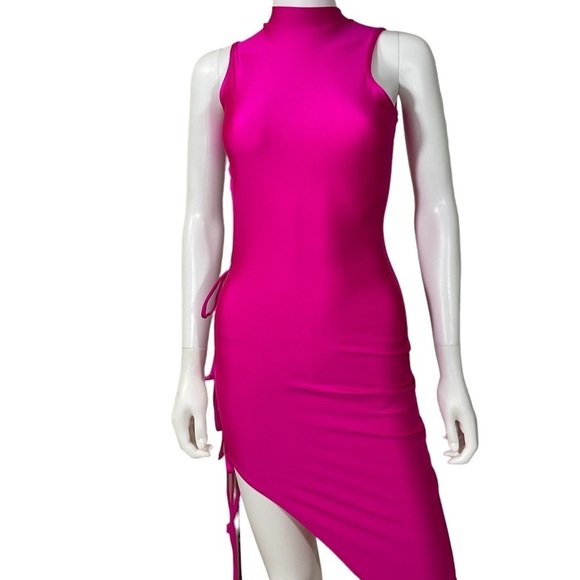 Satin Halter Asymmetrical Mini Dress
New - Picture 3 of 6